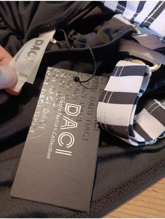 Daci Womens Plus 22W Striped One Piece Swimsuit Tummy Control Retro Ruched NWT - Picture 7 of 7